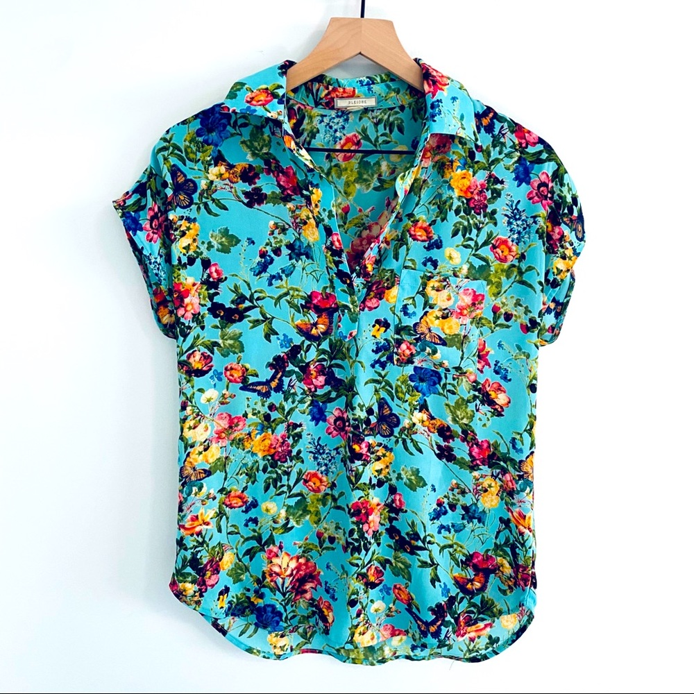 Pleione Butterfly Floral Button Down Shirt